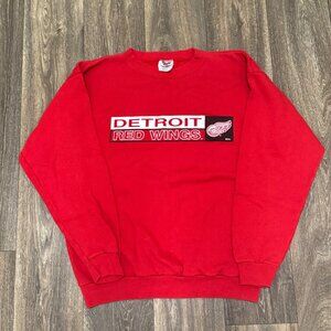 VTG Detroit Red Wings Sweatshirt Men's Large Red NHL Sportswear 90s TNT
